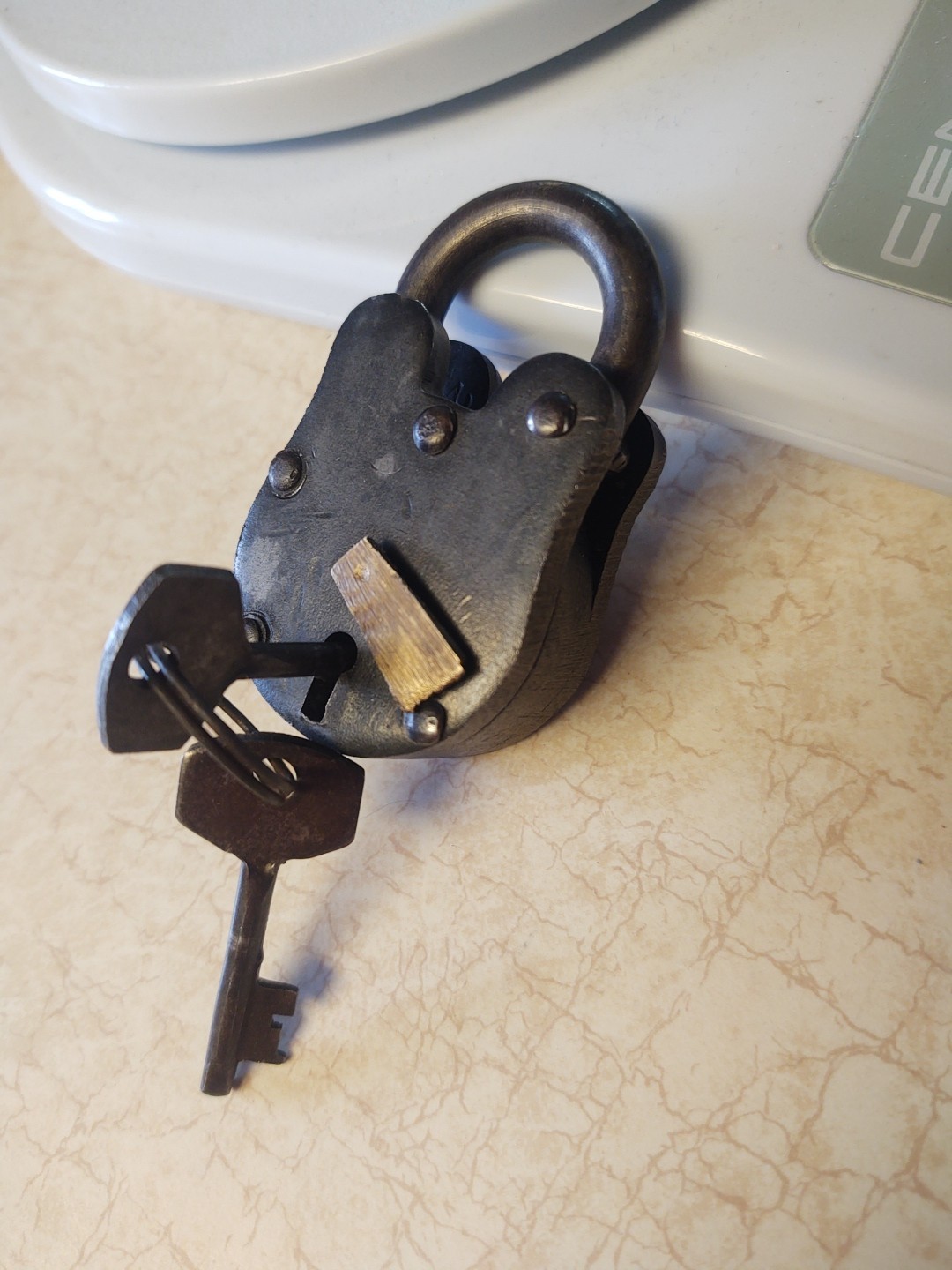 Lot of 2 Vintage Padlocks, Climax and one Unbranded Brass Gated Padlock No Keys
