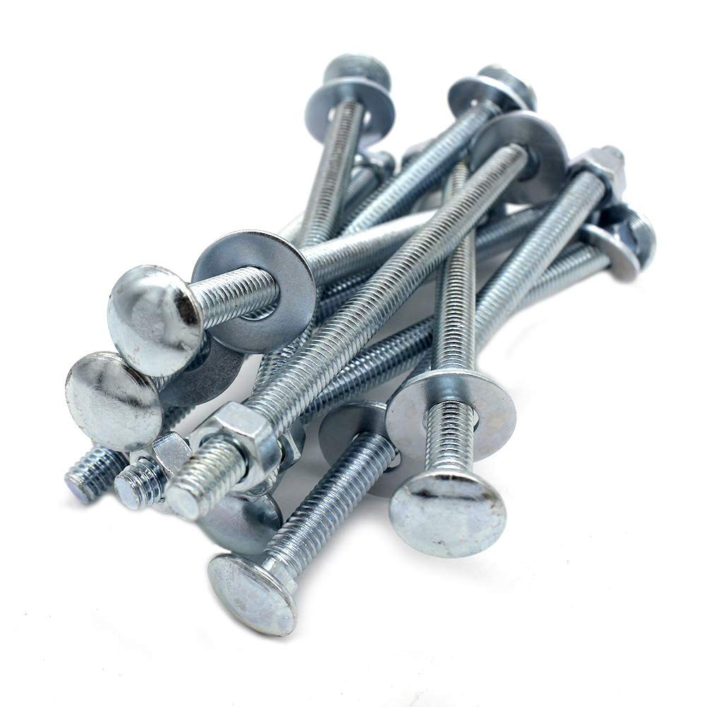 Zinc-Plated 1/4-20 x 5-1/2″ Carriage Bolts – 10 Count Set for Reliable Fastening