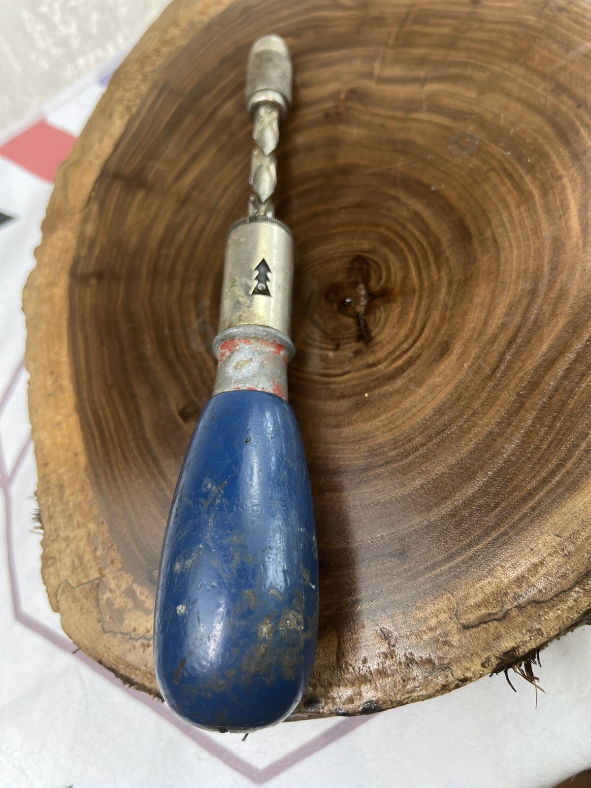 Vintage Yankee Ratcheting Screwdriver Ward’s Master Blue Wood Handle Antique