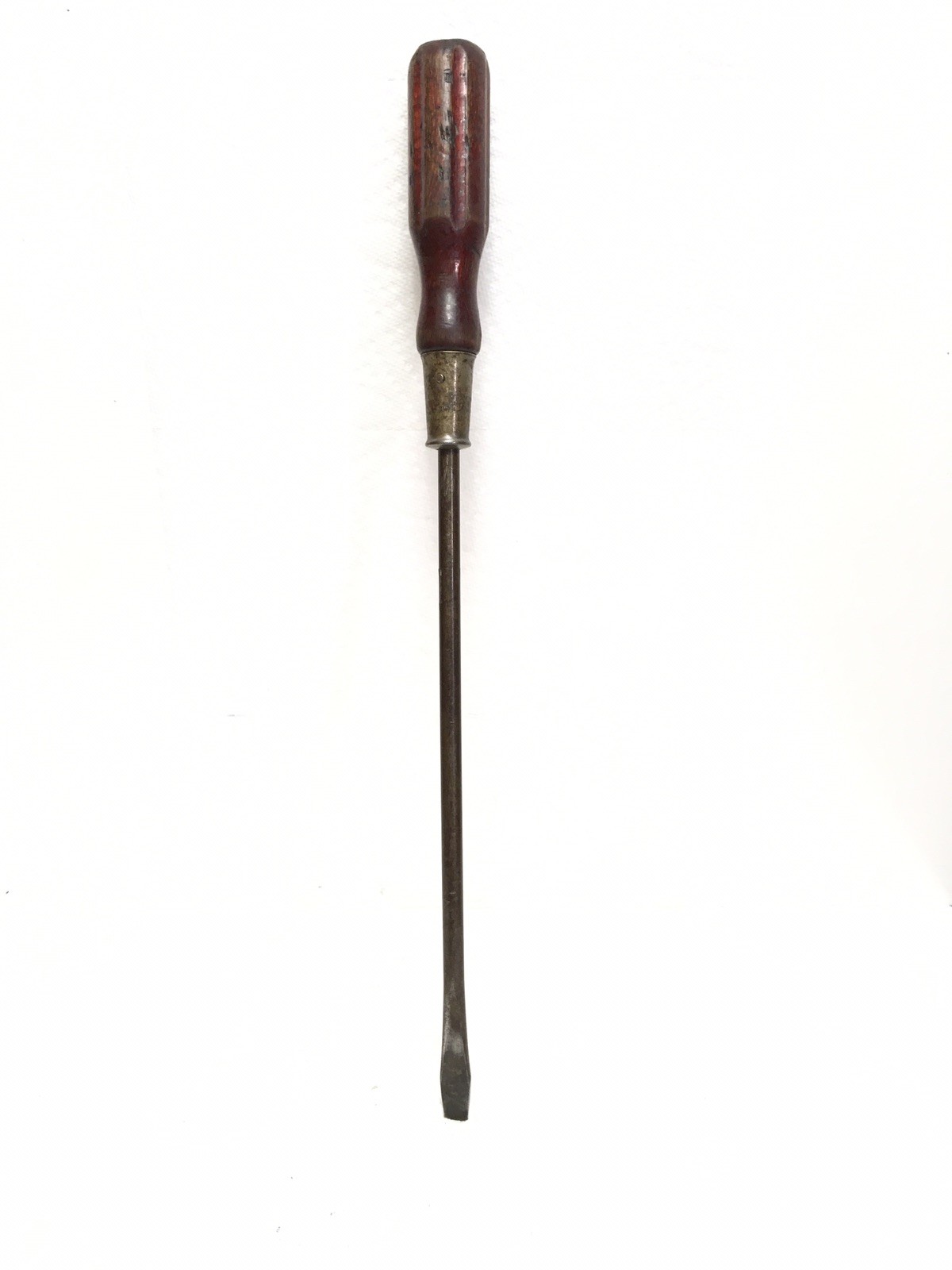 Vtg 18-1/4” Lg BRIDGEPORT HDWE Flat TIP Screwdriver. Wood Handle. Made In U.S.A.