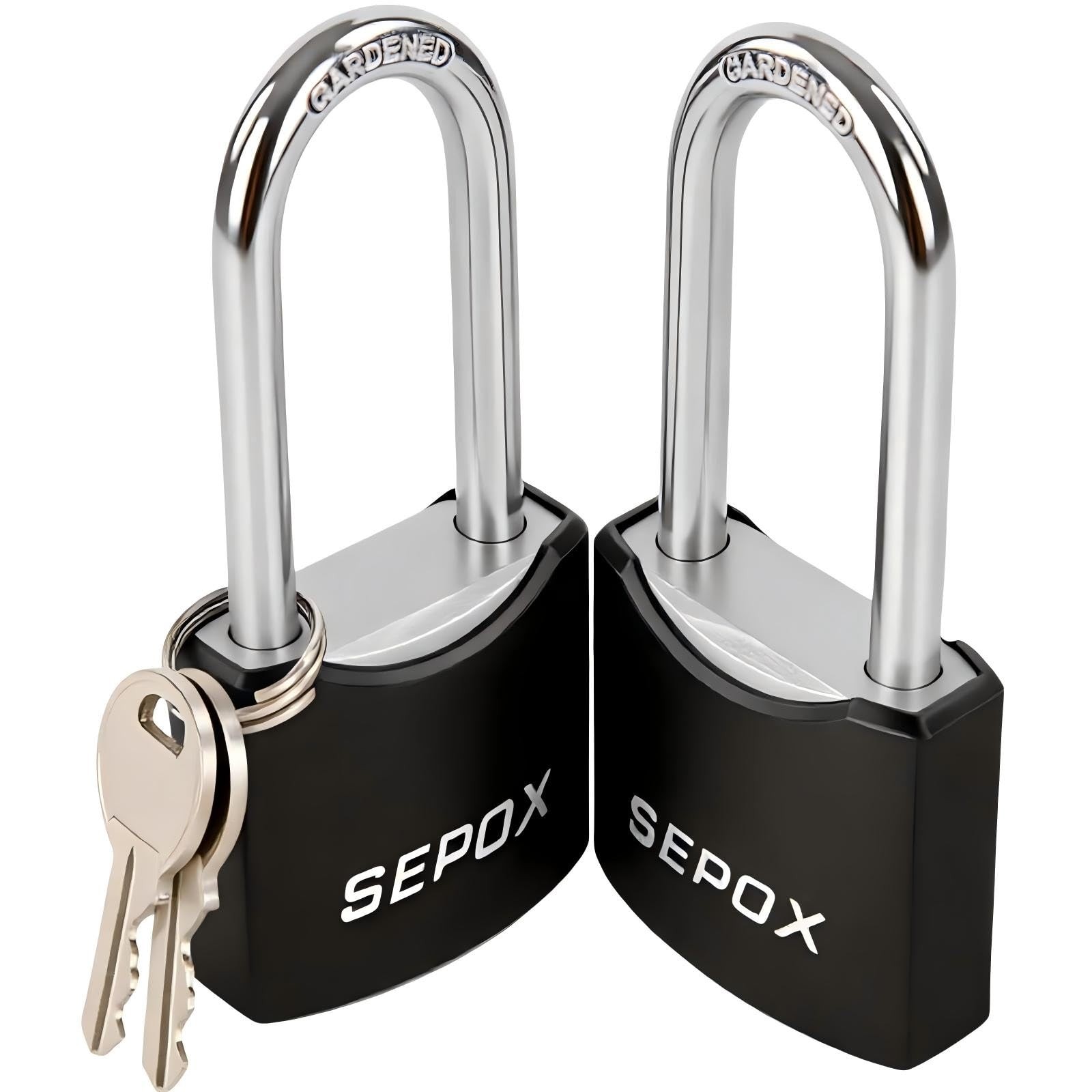 2-Pack Heavy Duty Outdoor Padlocks, Keyed Alike – 1-9/16″ Solid Steel, 1-3/4″