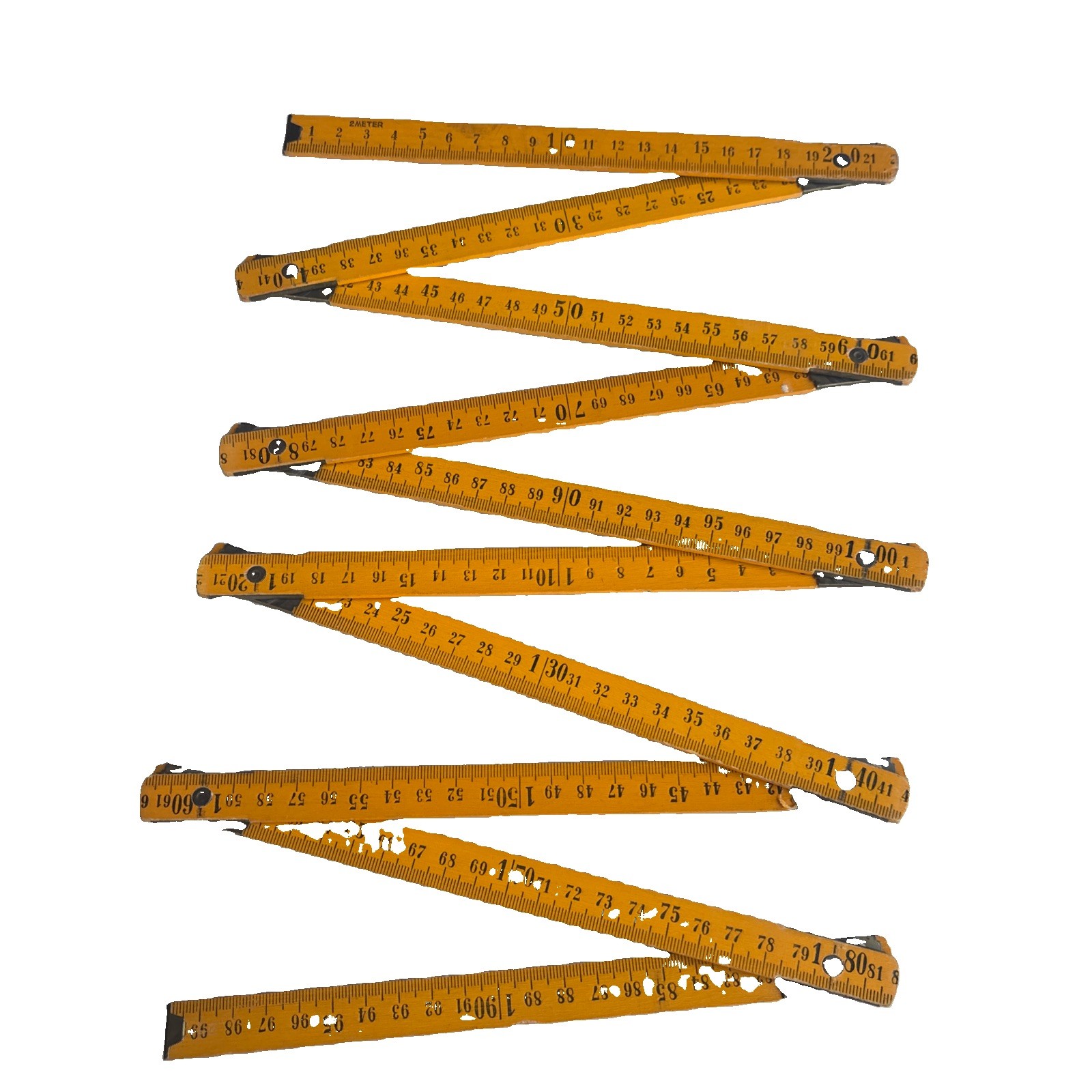 Vintage Wood Folding Ruler 2 Meter Metric Tool