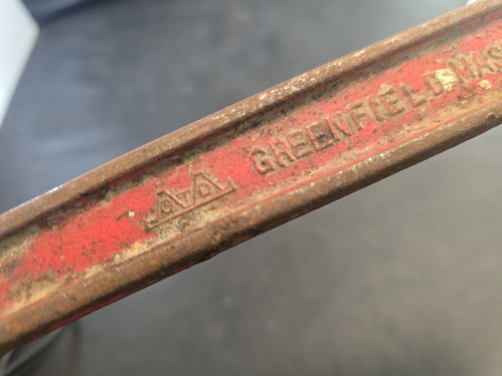VINTAGE GREENFIELD 10” LITTLE GIANT REVERSIBLE PIPE WRENCH, FEB 4 1913 PAT, USA