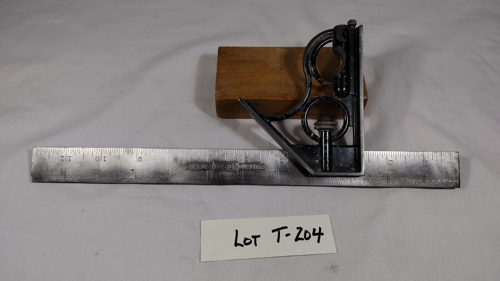 (204)Vtg Combination Square Wards Master Quality 12: Rule, Head, Scribe
