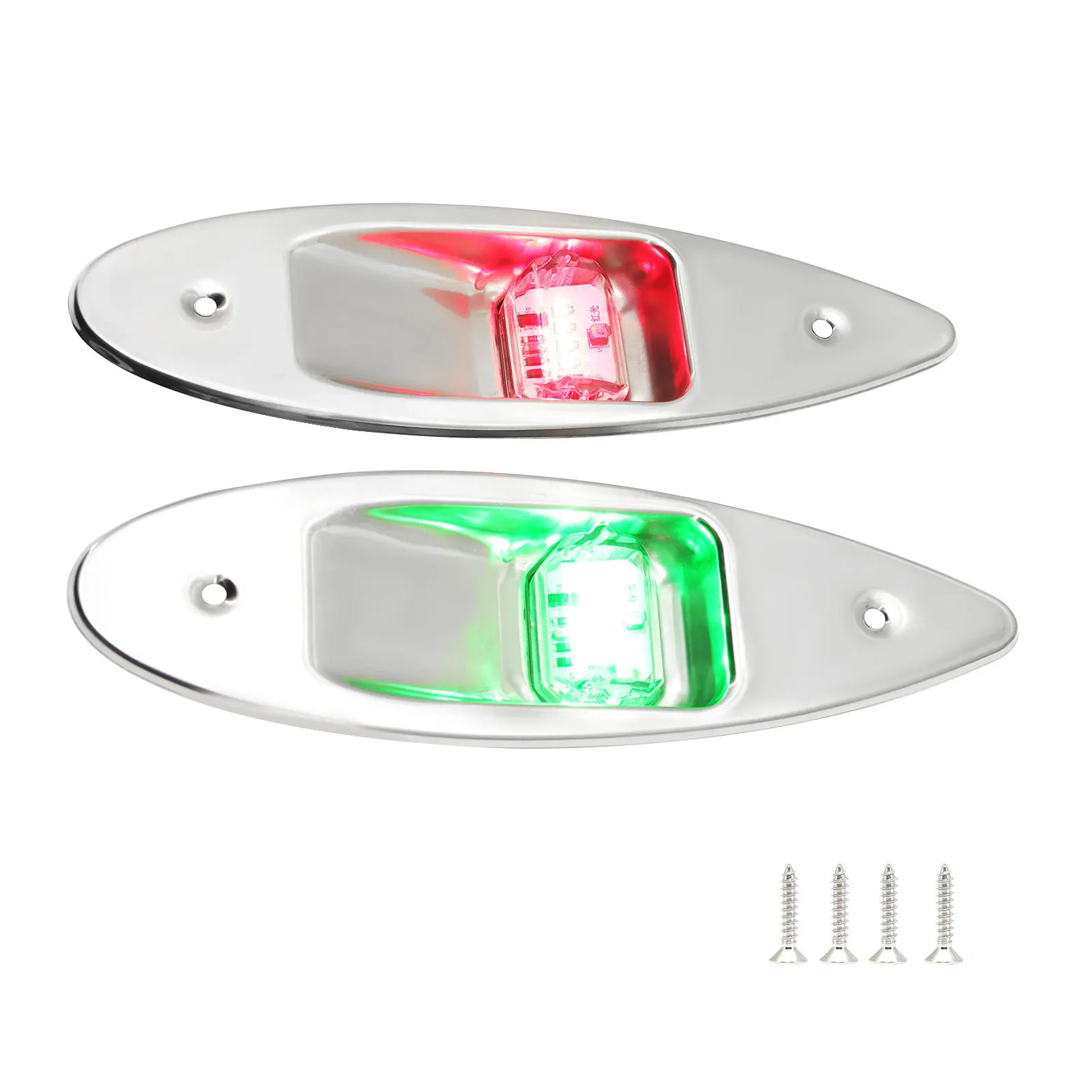 Marine Boat Navigation Light 12V LED Red Green Bow Side Signal Waterproof 2PC