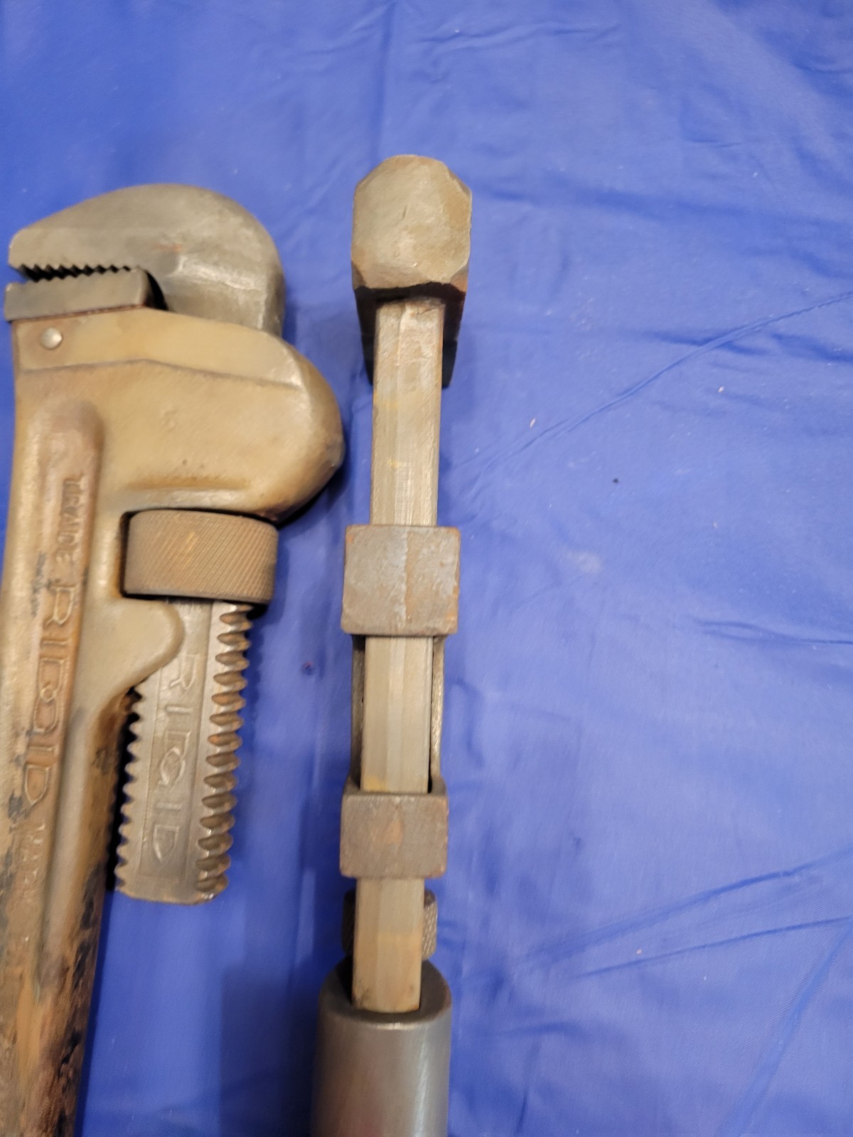 2 Antique Pipe & Monkey Wrenches Wrench BD 15 inches & Ridgid 18 inches