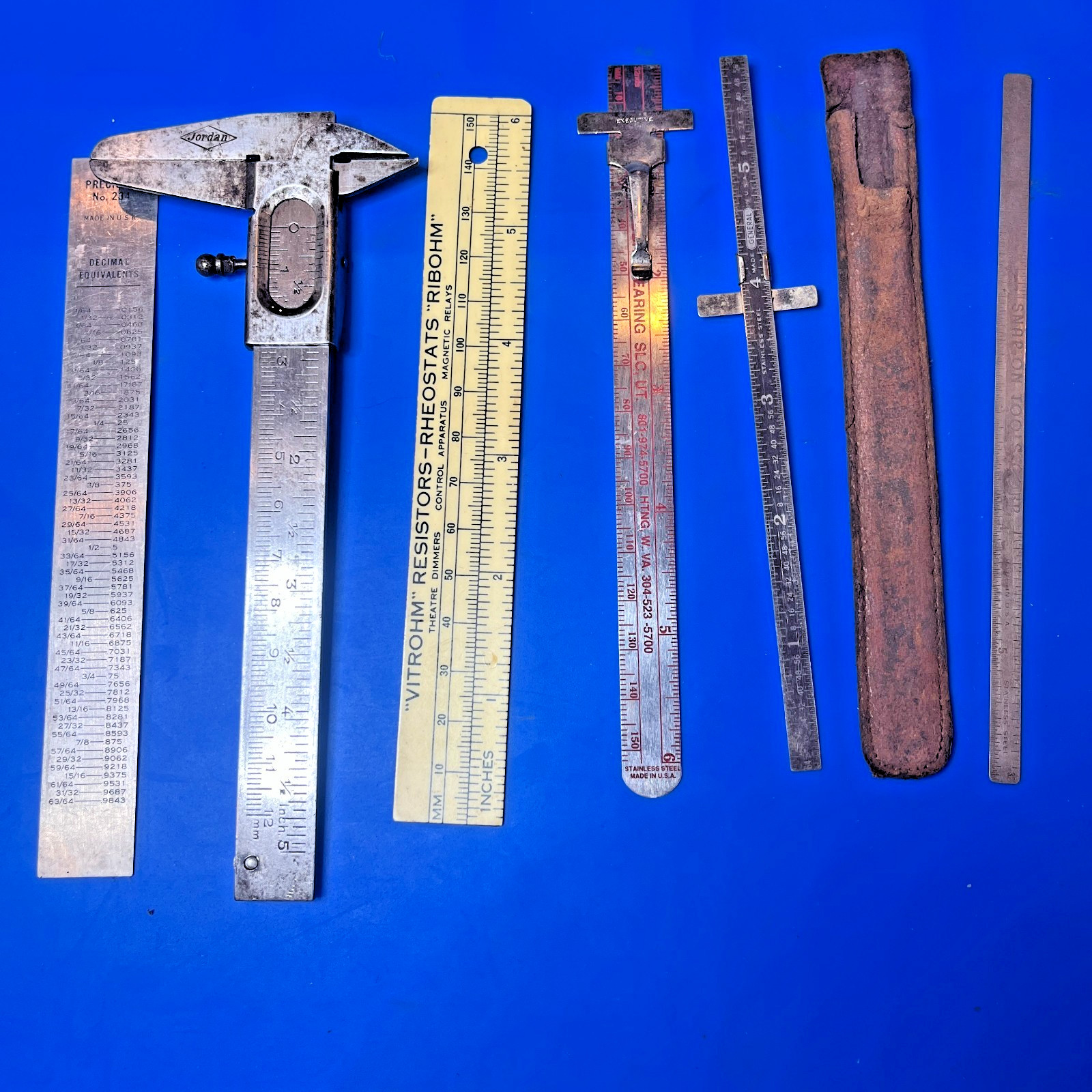 Vintage Machinist Engineering Measuring Tools Ruler Lot Jordan Caliper Snap-on