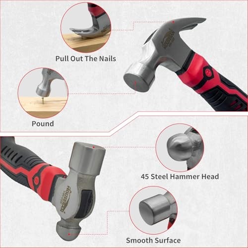 4-Piece Small 4-piece Set of Ball Peen, Claw, Sledge, and Cross Peen Hammers