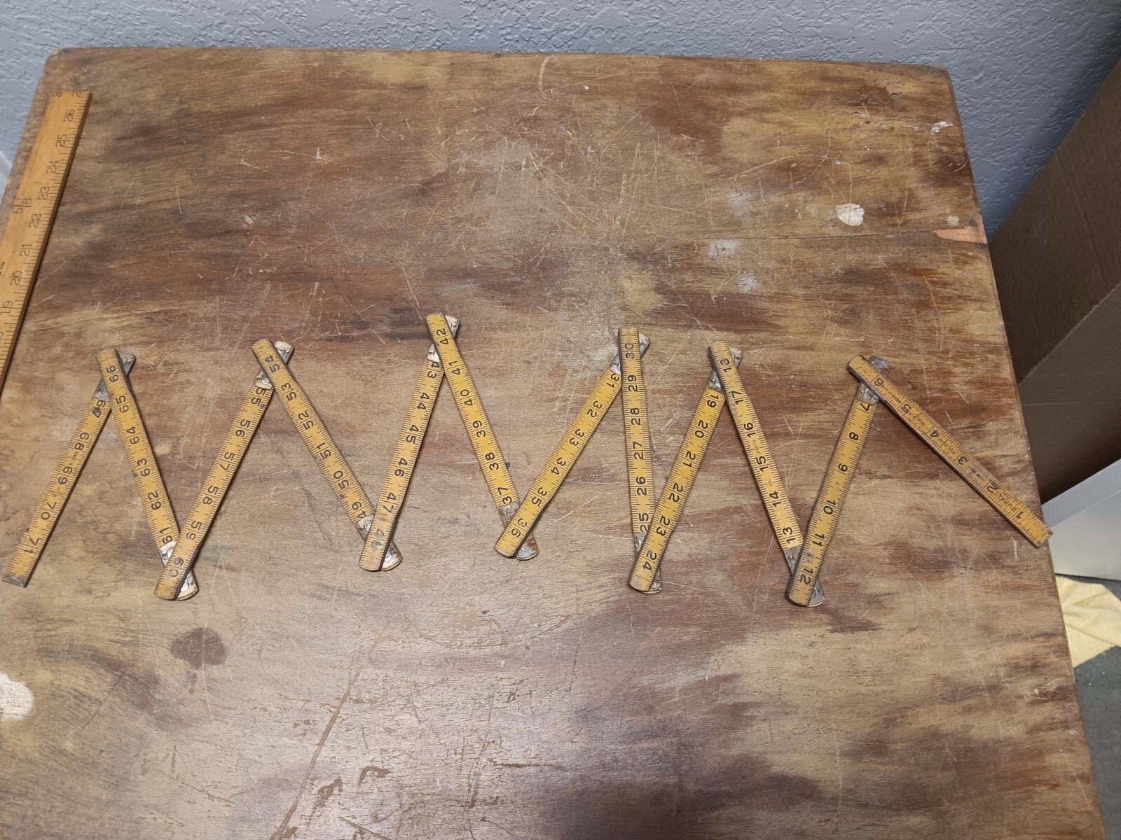 Vintage Golden Rule Wood/Brass Fold Out Extension Ruler 72 Inch USA