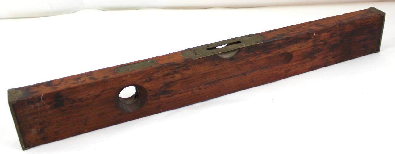 Late 19th Century 24” Stanley Rule & Level Co. Wood & Brass Carpenters Level