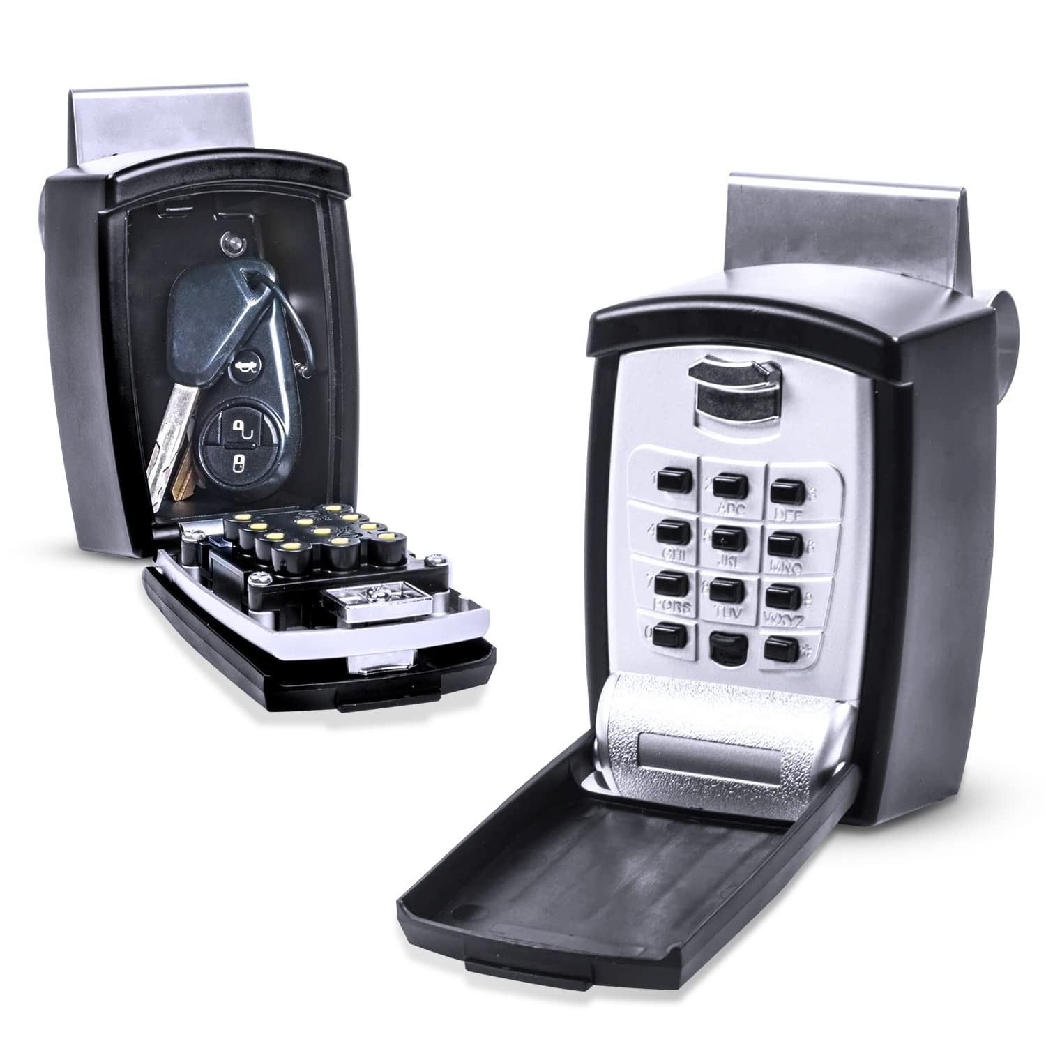 SL-591 Car Window Punch Button Lock Box, Black- Portable Key Storage Vault Lo…