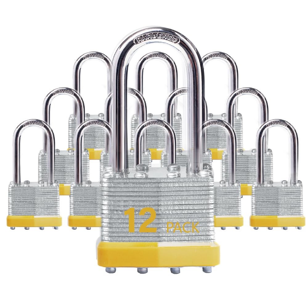 Keyed Alike Laminated Steel Padlocks with Long Shackle for Sheds, Fences & Lo…