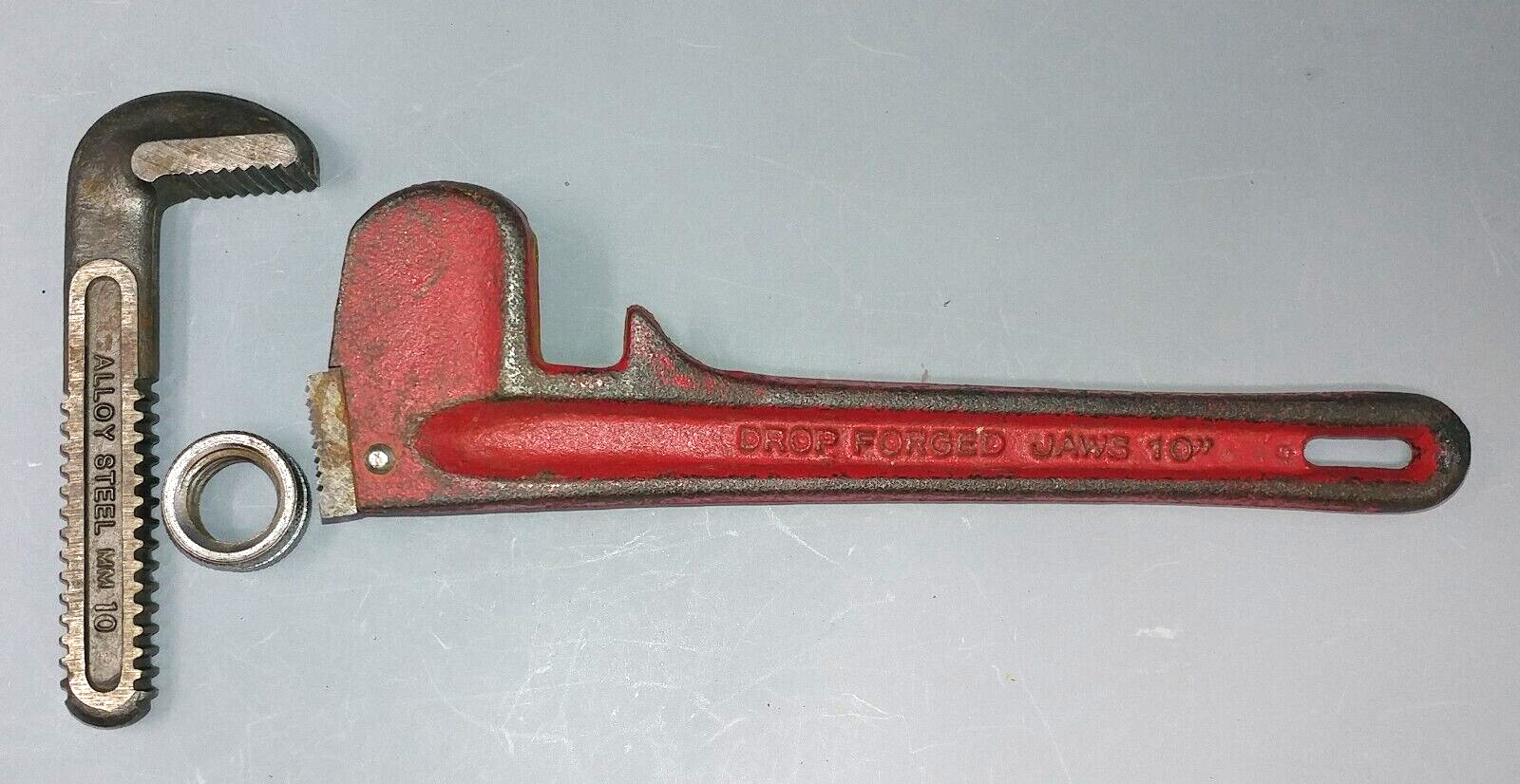 Vintage SerVess 10″ Adjustable Pipe Monkey Wrench Jaw Mechanic Forged Steel