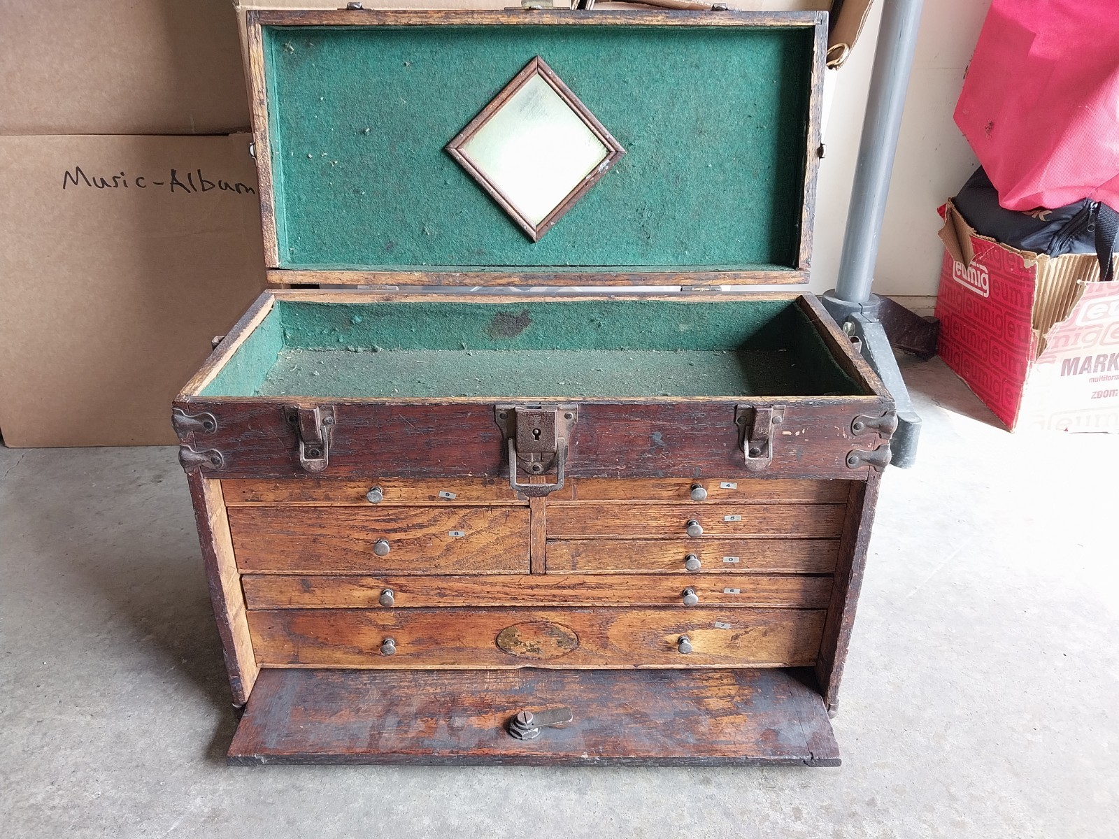 Vintage John G. Purs (George Scherr) Wooden Machinist Tool Chest