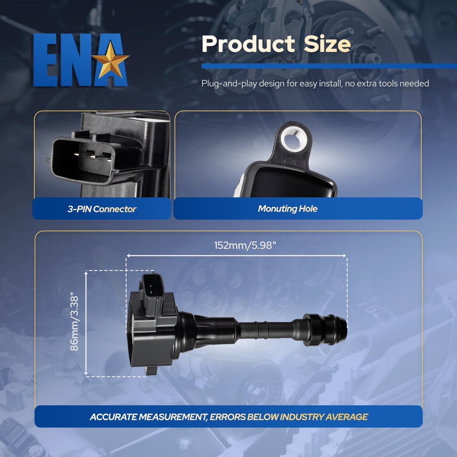 ENA Set of 1 Ignition Coil Pack 5.6 V8 Compatible with Infiniti Nissan BLACK