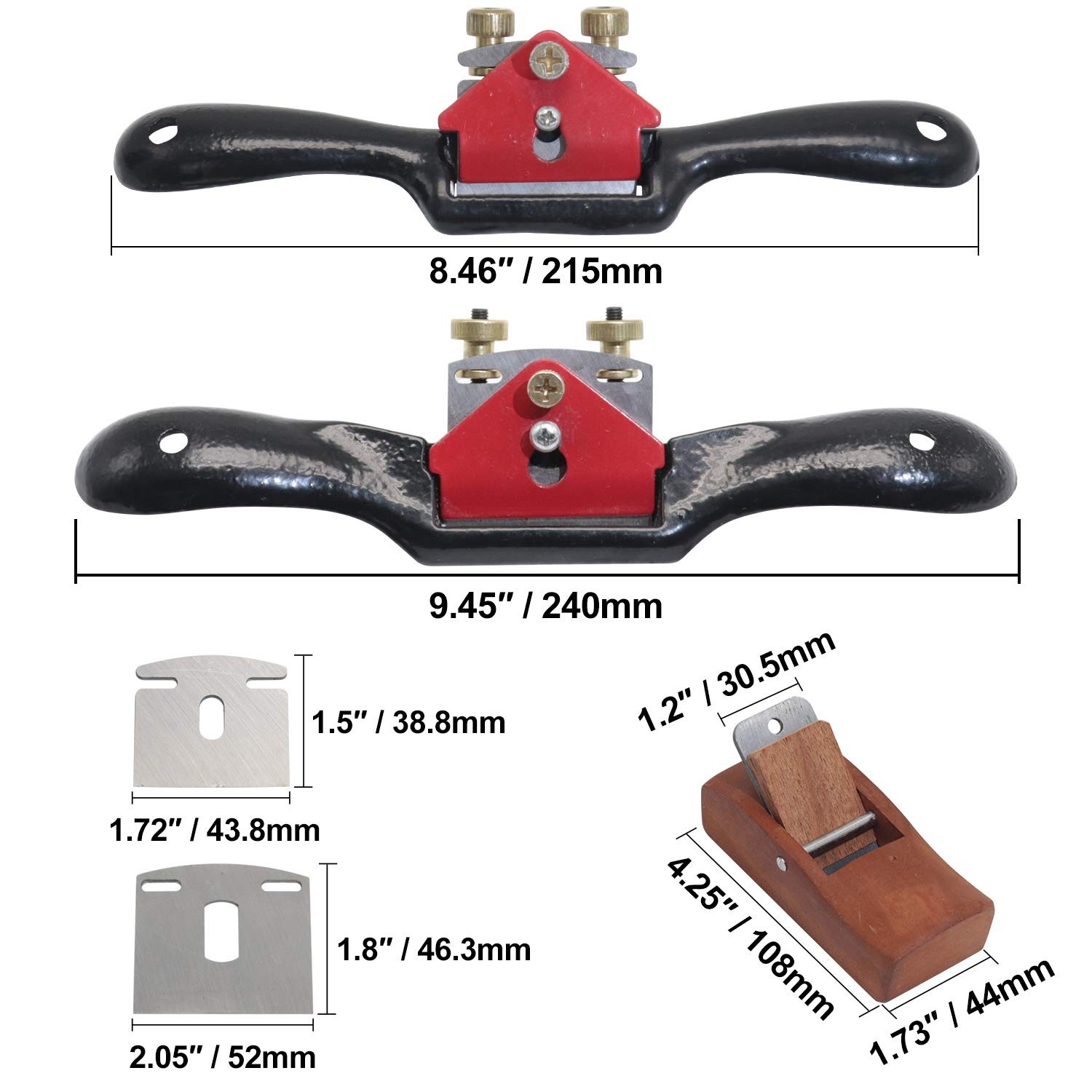 2pcs Adjustable SpokeShave with Flat Base, 6pcs Metal Blade and 1pcs Portable…