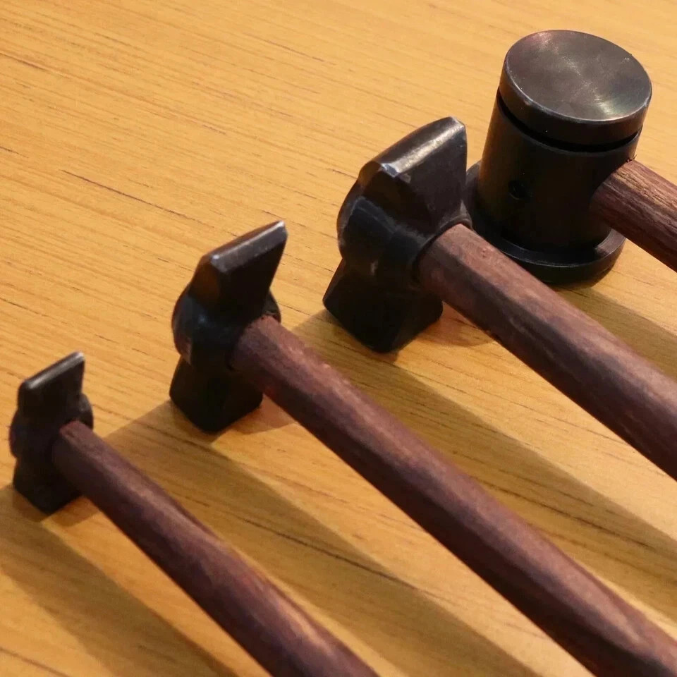 Vintage Mini Hammer Tool Set 4pc – 1.2kg to 150g | Handcrafted Wood Handle Rare