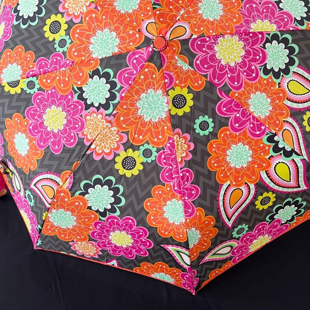 Vera Bradley Folding Umbrella One-Touch Open Close 57cm Orange Pink Used