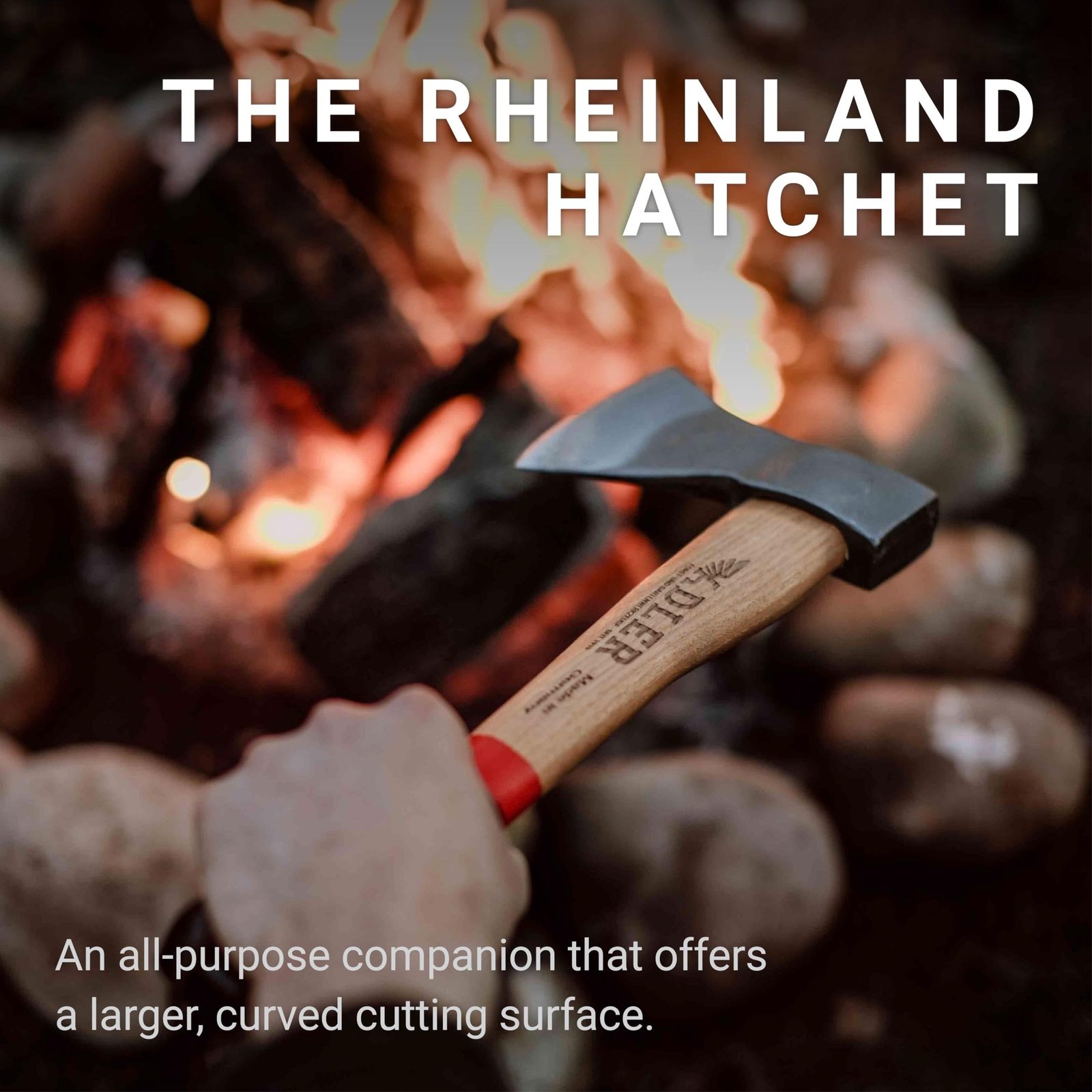 The Rheinland Hatchet, Hickory Wood, Leather Sheath, German Made, Anti-Slip H…