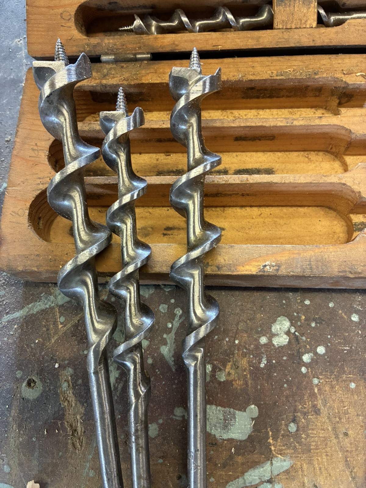 C I Fall Sweden wood Auger drill bit set zig zag No 31B boxed wood box
