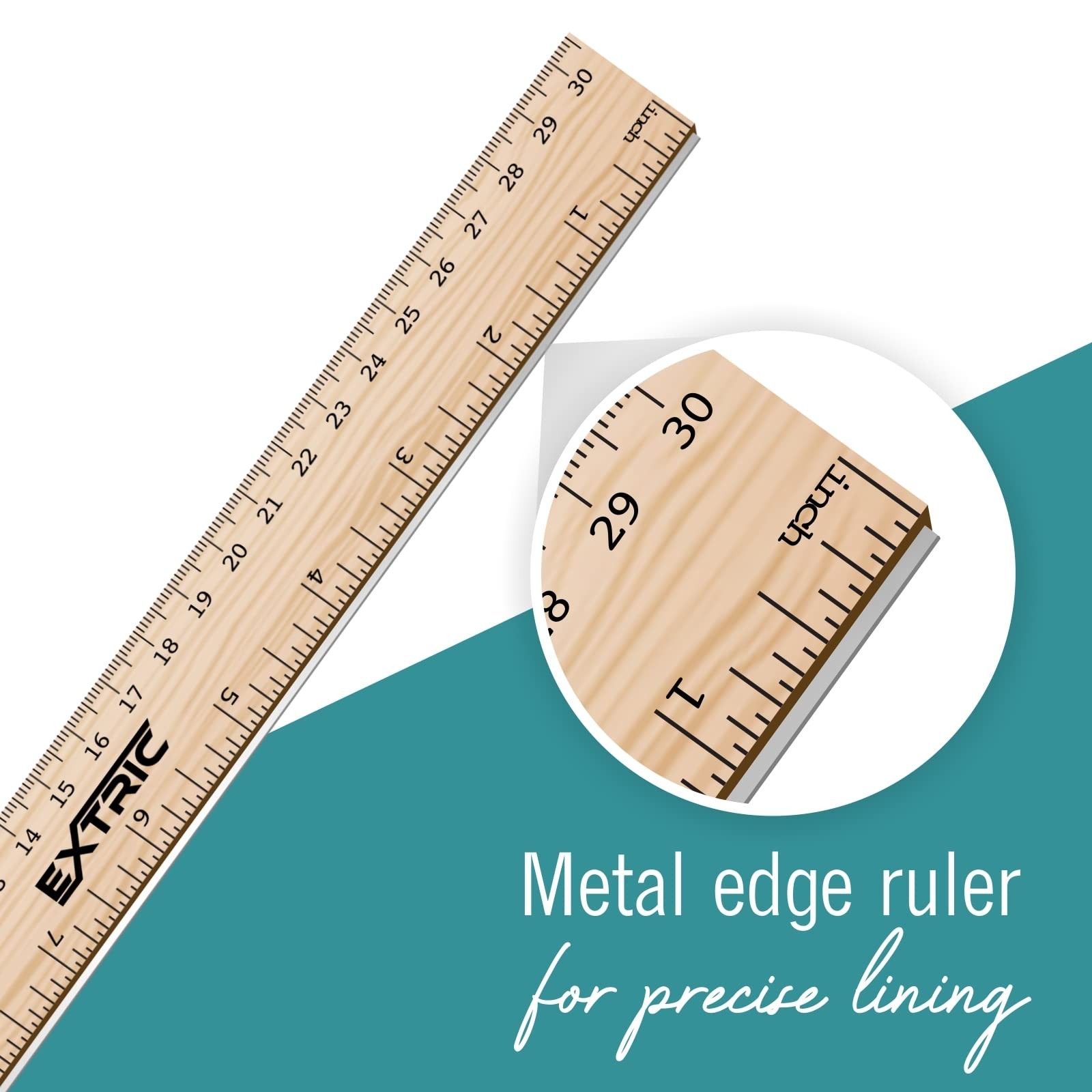 Rulers 4 Pack – Rulers 12 Inch, Wood Ruler with Metal Edge Great for School, …