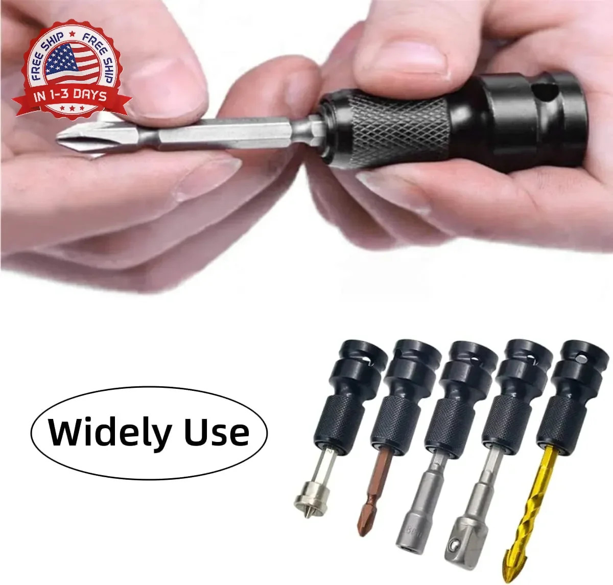 2 Pcs Drill Socket Adapter – 1/2 Inch Square Drive to 1/4 Inch Hex Shank Impact