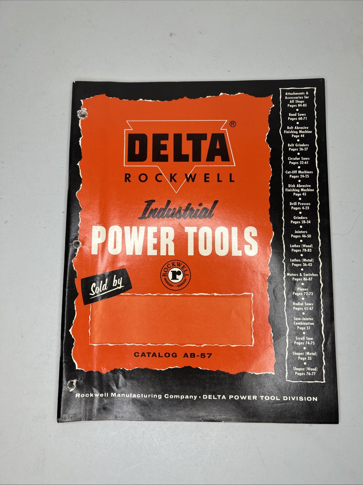 Vintage 1957 Delta Rockwell Industrial Power Tools Catalog AB-57 & Price List