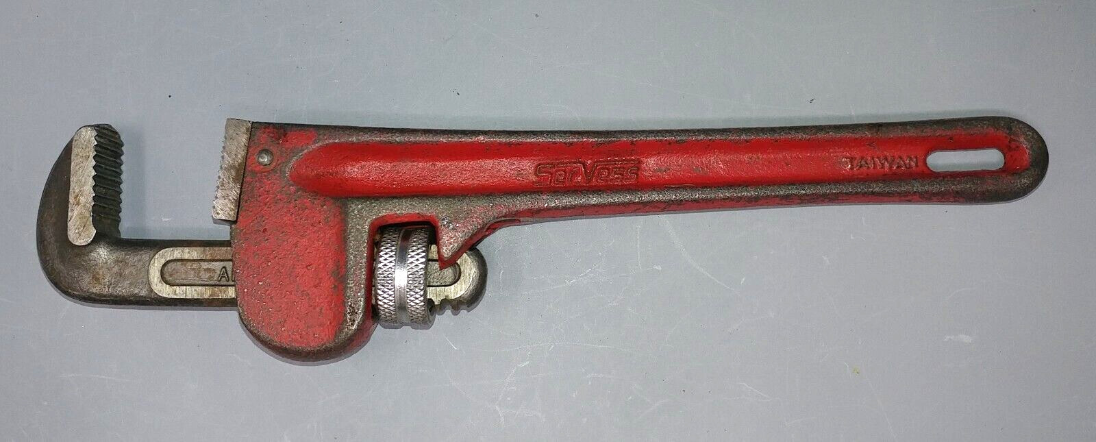 Vintage SerVess 10″ Adjustable Pipe Monkey Wrench Jaw Mechanic Forged Steel