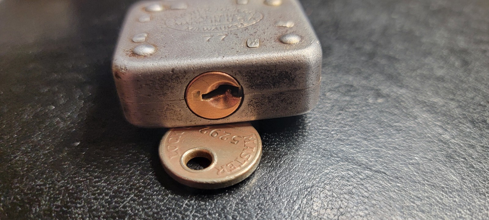 Vintage Master padlock full lion figure #77 with key