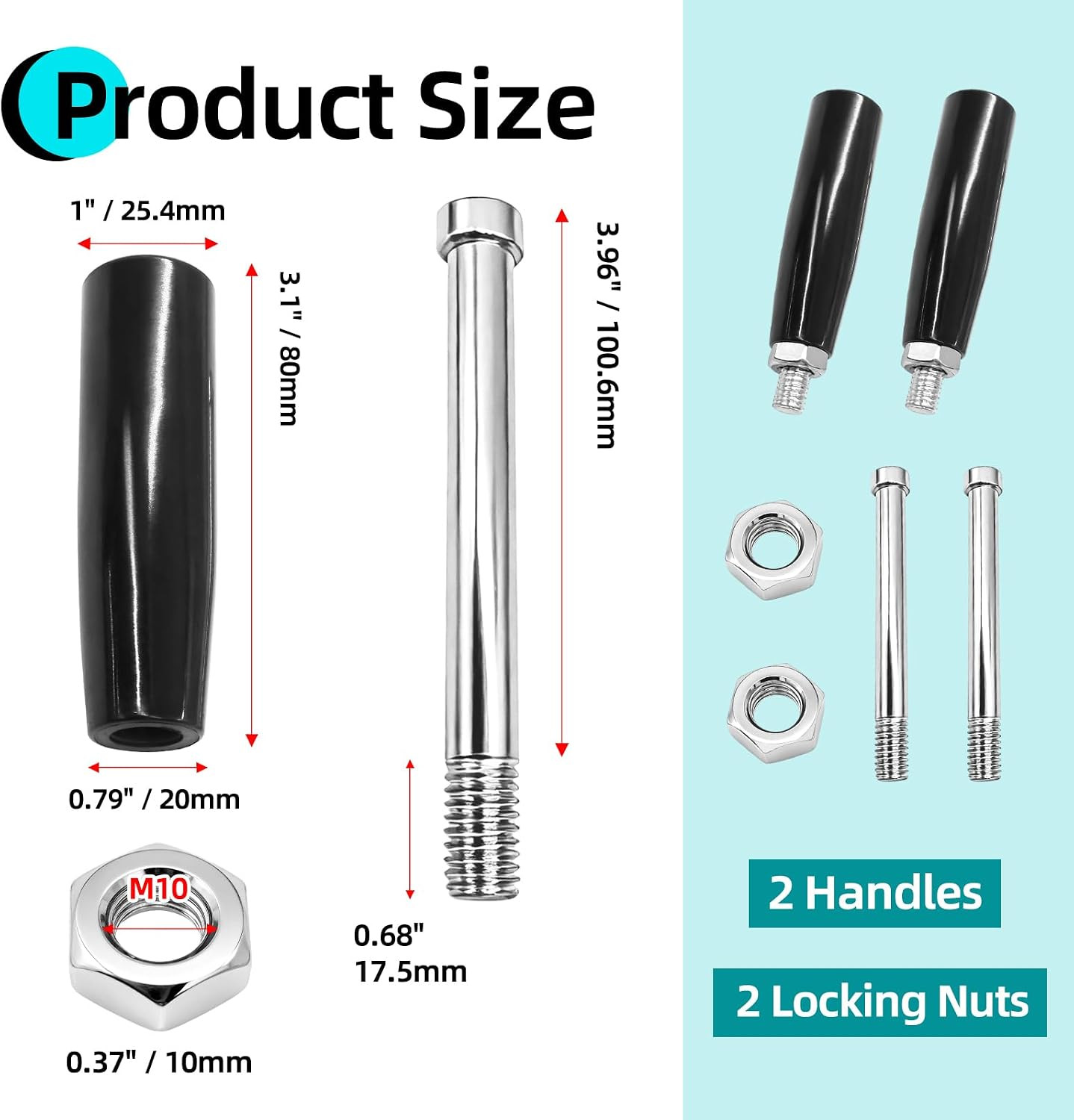2Pcs Revolving Crank Handle Latche M10 Trailer Jack Handle Replacement, Handle G