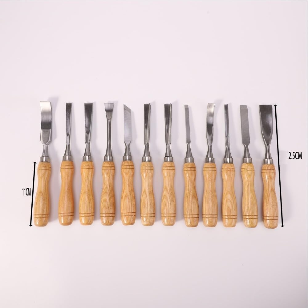 12-Pieces Woodworking Wood Chisel Carving Tool Set with Wooden Box