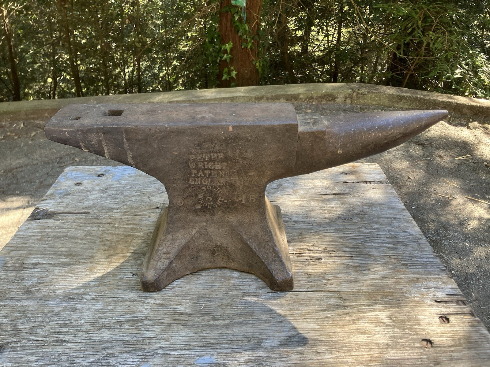Spectacular 71 lb. Peter Wright Anvil Patent England Solid Wrought 0-2-15 WOW !!