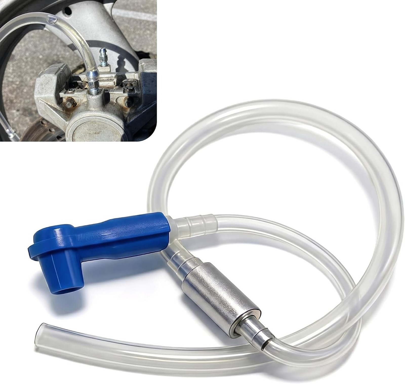 Brake Bleeder Kit with One Way Check Valve Transparent Hose and Adapter