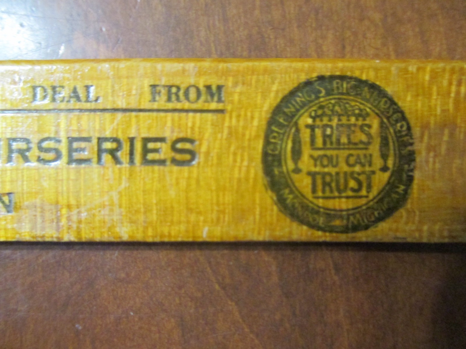 Vintage – antique 6″ wood rule – Greenings Big Nurseries, Monroe Michigan
