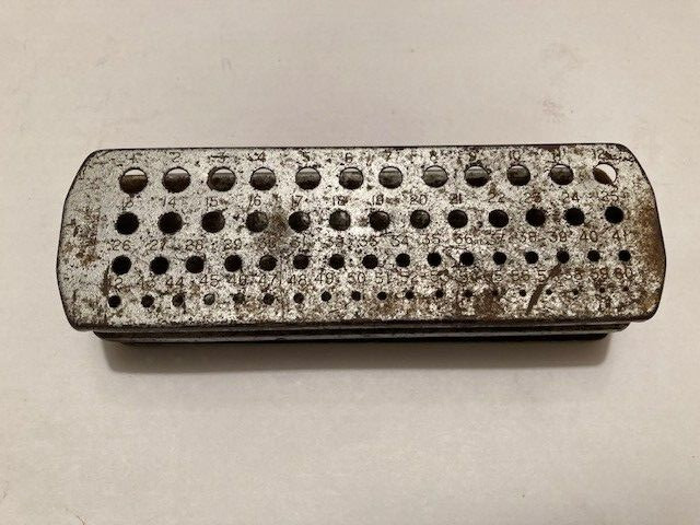 MADE IN USA -RARE STEEL 60 SLOT # 1 – 60- SMALL STANDING DRILL BIT INDEX