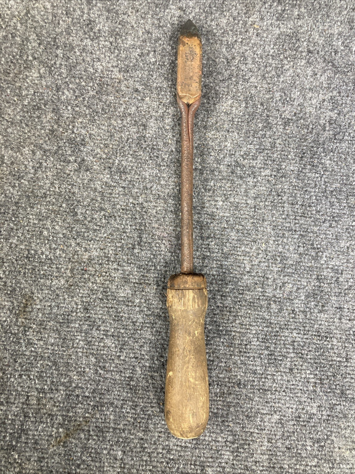 Vintage 14″ Long Wood Handle Copper Head Blacksmith Tool Soldering Iron