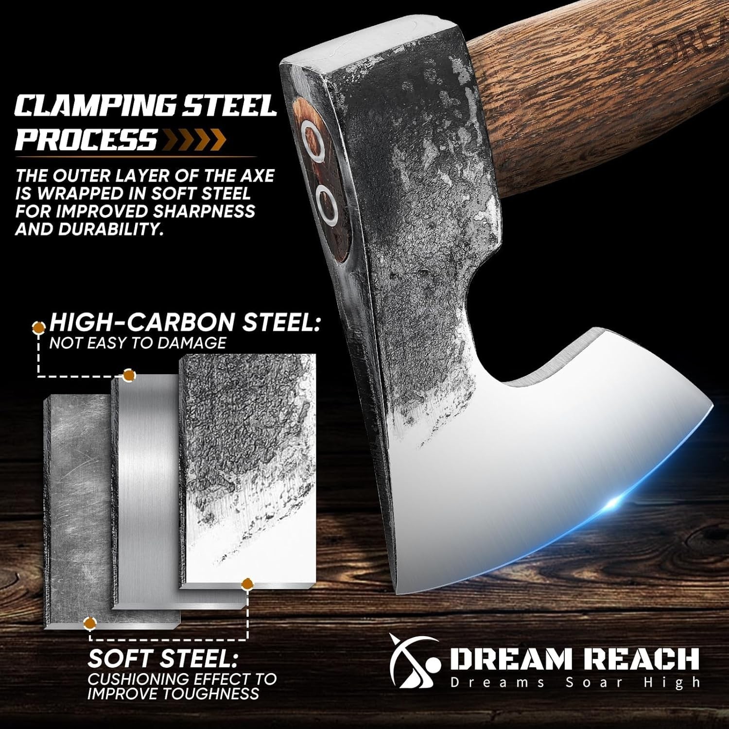 Lightweight 14.5” Hatchet Axe with Forged Steel Blade and Leather Sheath