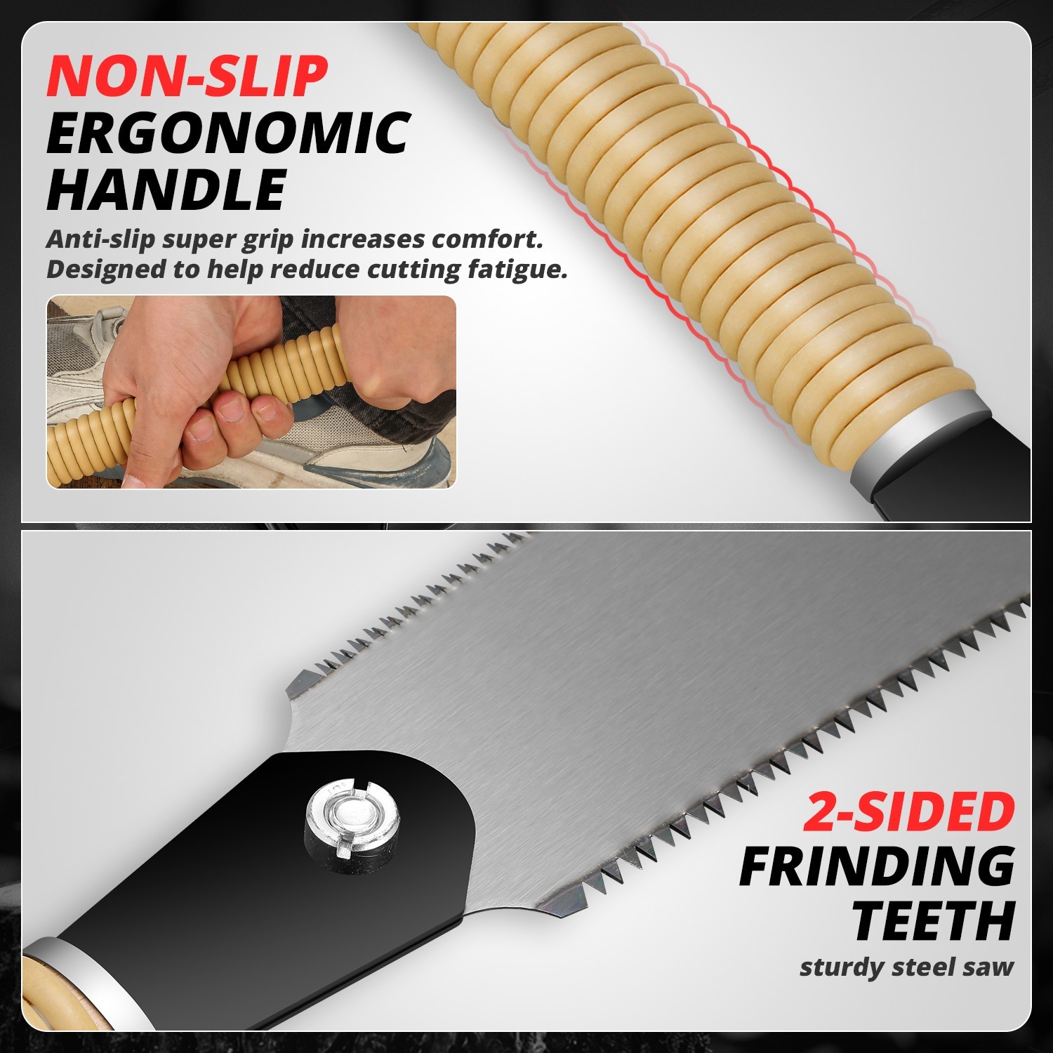 Alloy Steel Japanese Pull Saw Set Hand Saw 9in Blade Double Edge for Woodworking
