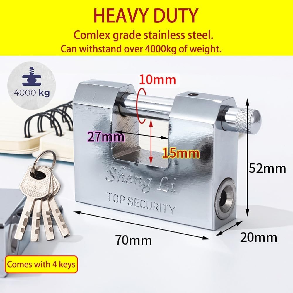 Big Heavy Duty Stainless Steel Padlock W/ Key,high Security Shipping Container