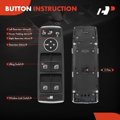 Master Power Window Switch Compatible with Mercedes-Benz GL63 AMG 2013-2016,