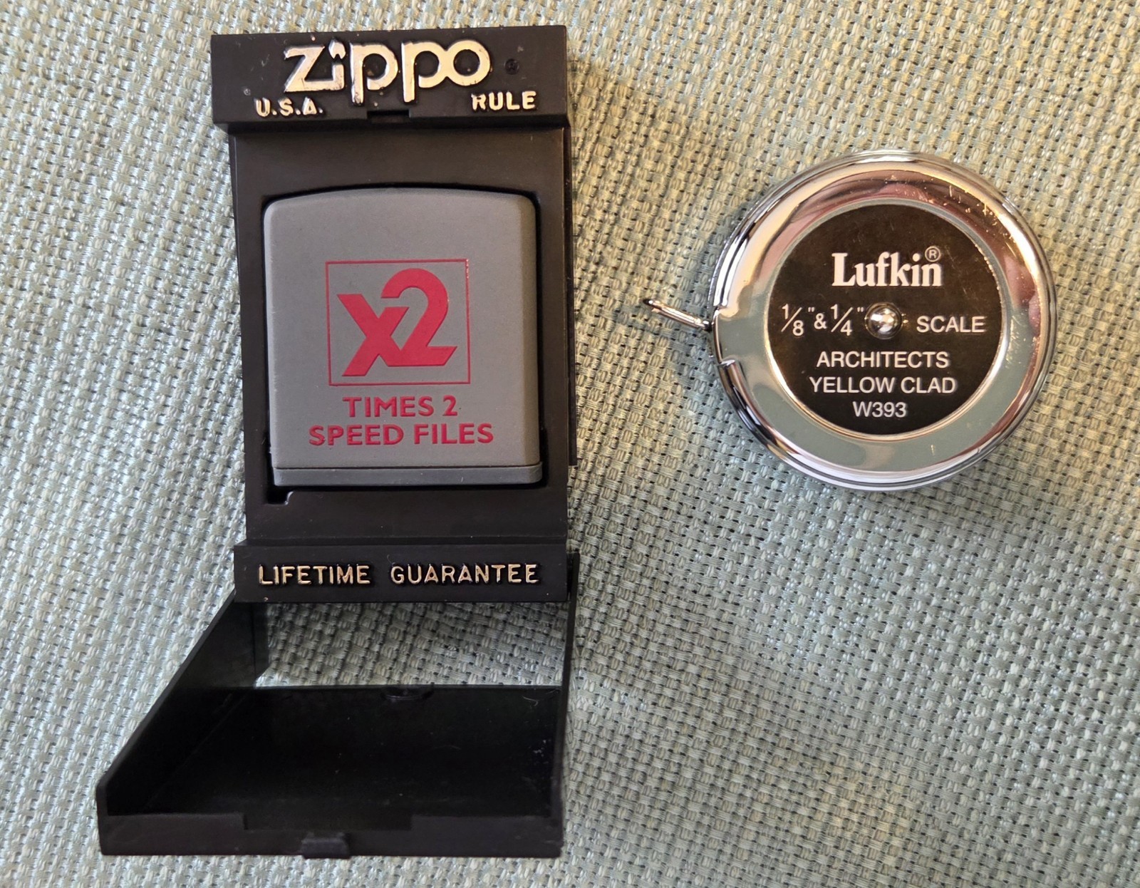 Zippo Rule X2 Speed Files Advertising & Lufkin Architects Scale Yellow Clad W393