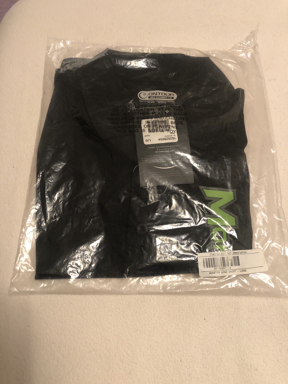 MONSTER TOOLS COMPANY COLLARED SHIRT LARGE POLYESTER BLACK WITH GREEN LOGO