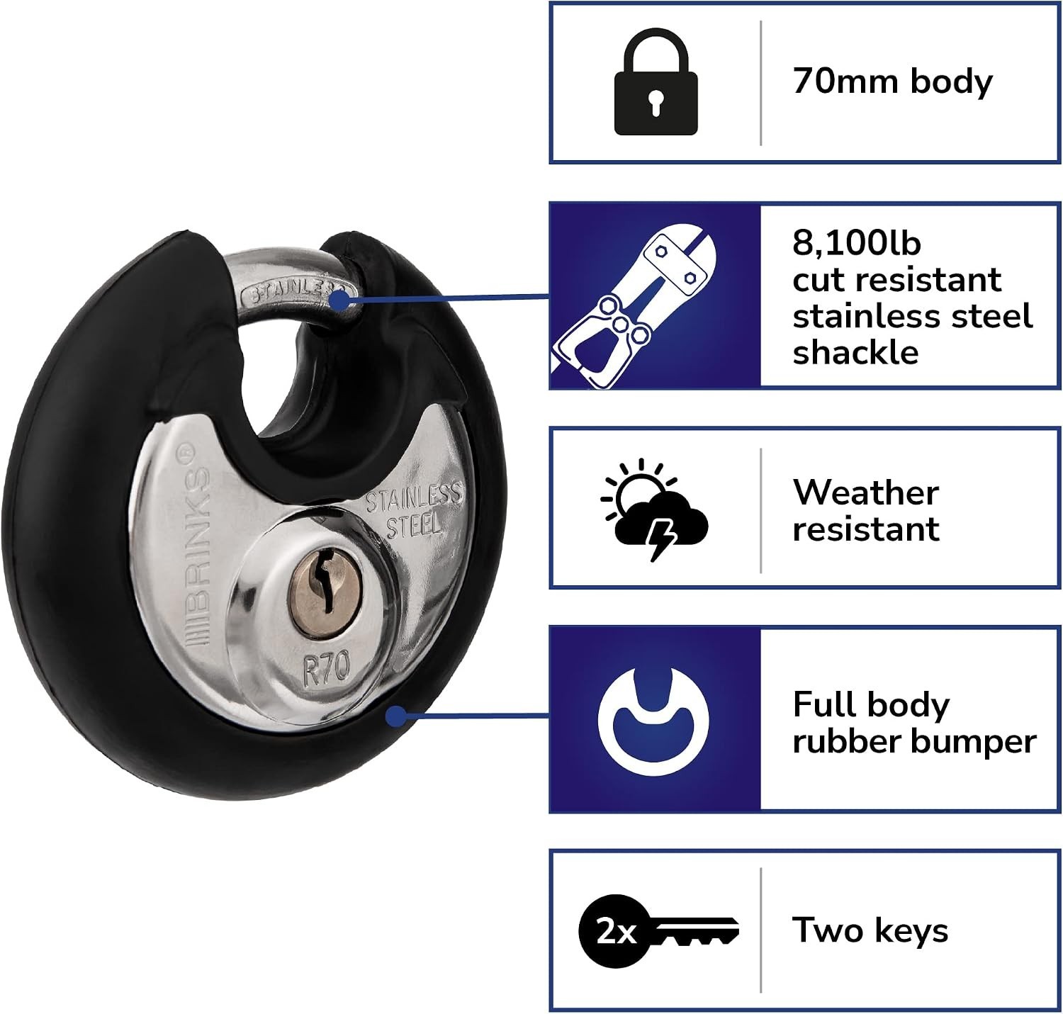 Cut and Pick Resistant Padlock Set – 70mm Disc Lock, 4 Pack