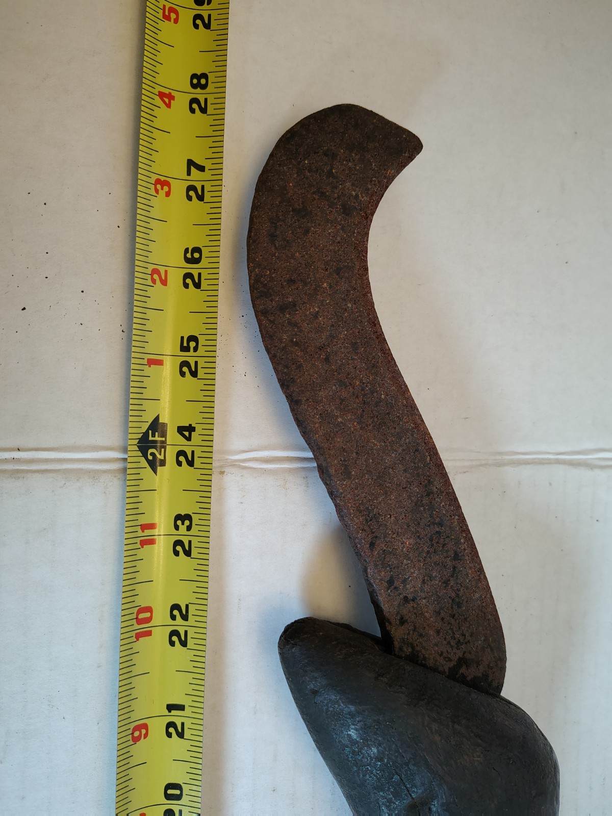 African Primitive Billhook Brush Knife Wood Handle Forged Blade Rustic 28″ Tool