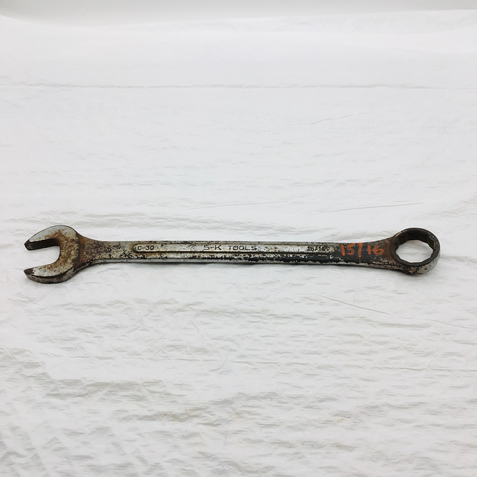 S-K Tools C-30 Combination Wrench 15/16″ 12 Point SAE Vintage USA 12 Inches Long