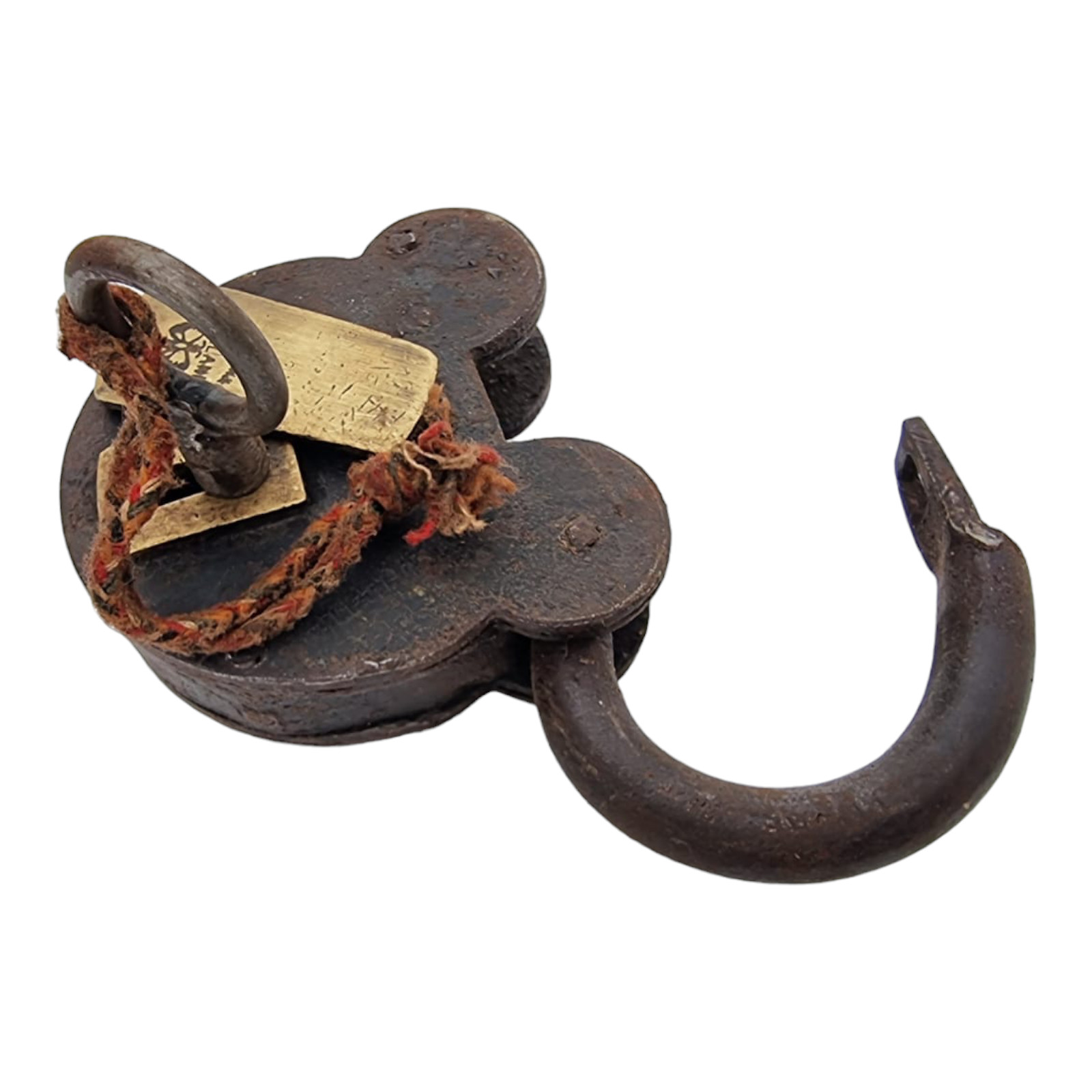 1900’s Old Antique Strong Solid Iron & Brass Rare Unique Shape Lock , England