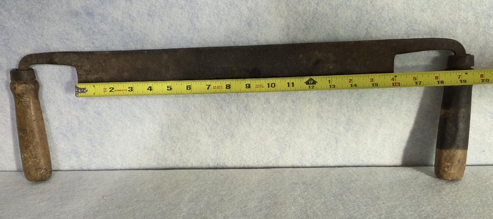Rare Large Draw Knife – Unmarked – Antique – 16″ Blade, 23-1/2″ Total Length