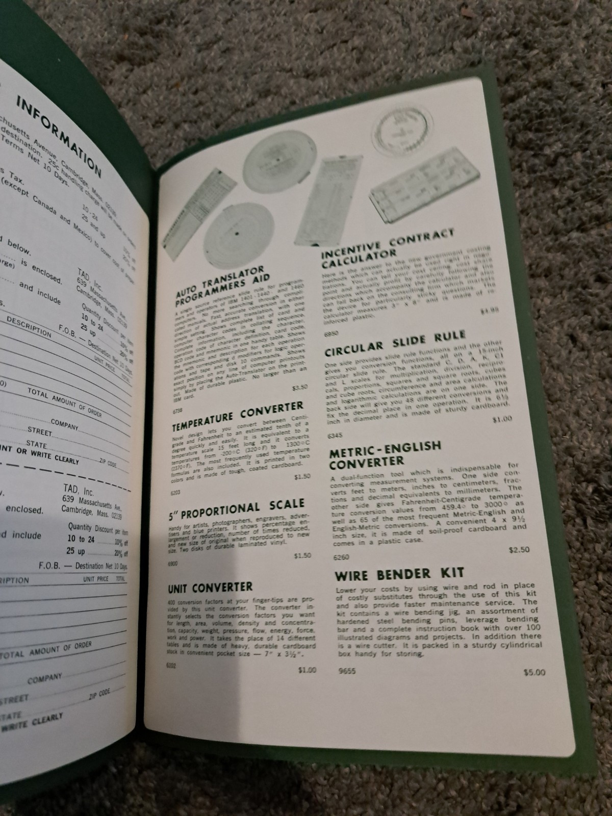 Vintage TAD Inc. Calculators Time Saving Devices for Draftsmen 1966-67 Catalog