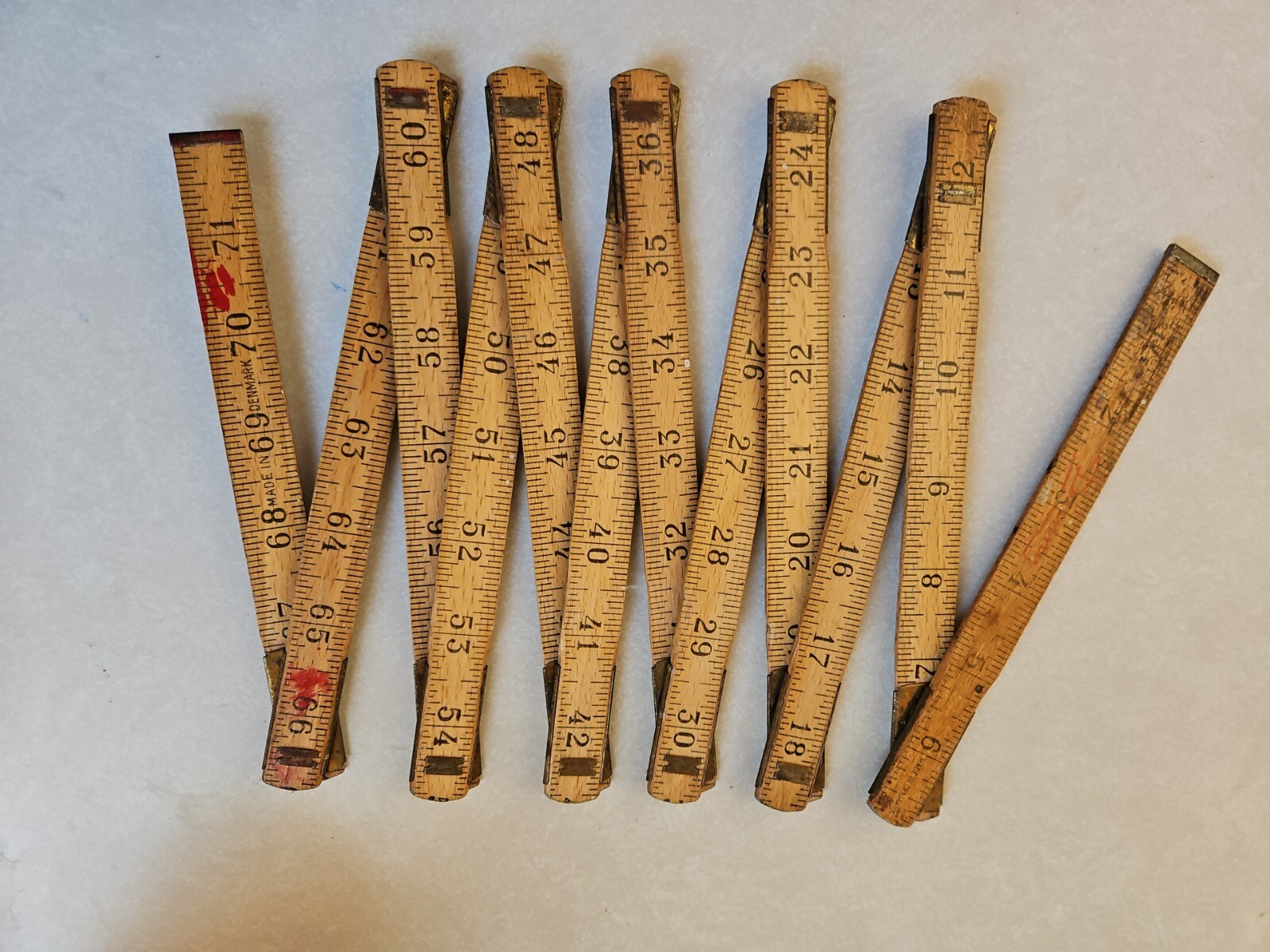Vintage Folding Wood & Metal 72 Inch Danny ruler Made In Denmark