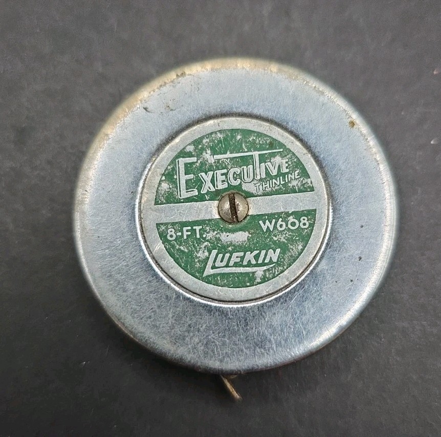 Vintage Lufkin Executive Thinline 8 Ft. W608 Tape Measure Silver Tone USA